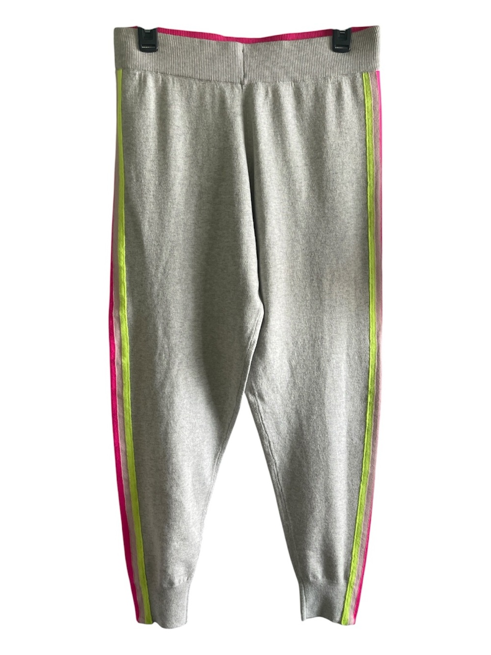 SCOTT & SCOTT LONDON Gray Sweatpants Neon Pink Lime Stripes Brodie Fine Cashmere